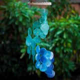 Blue Water Capiz Spiral Windchime