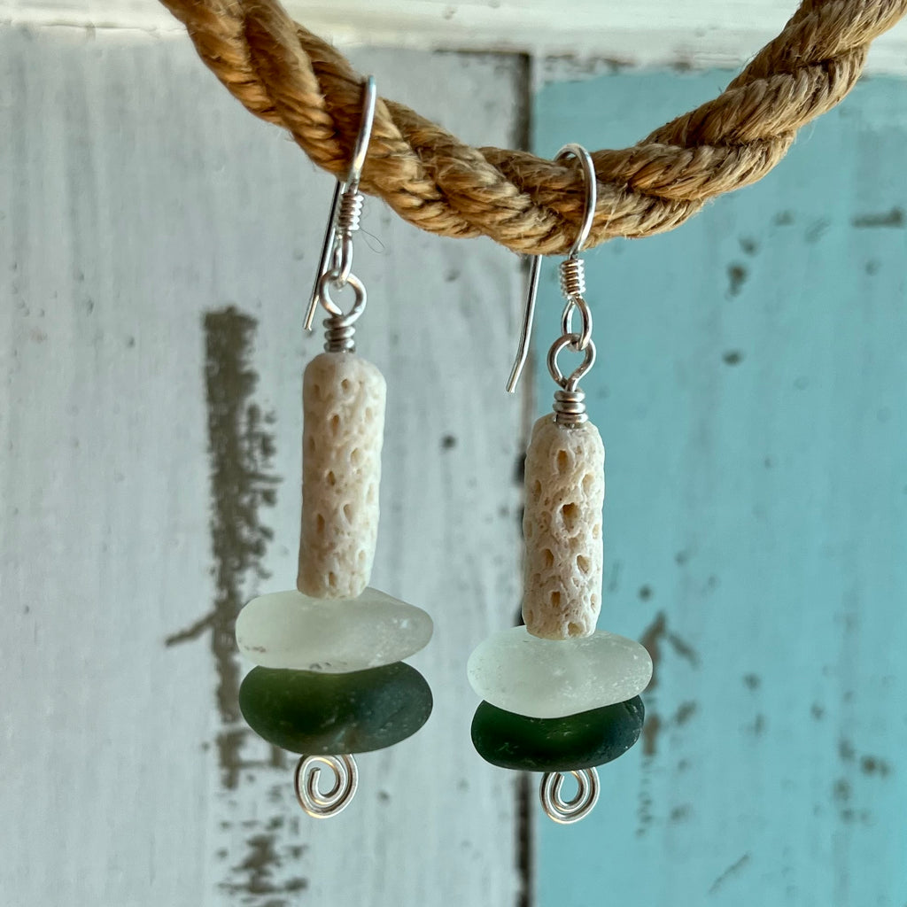 CA Seaglass Coral Earrings