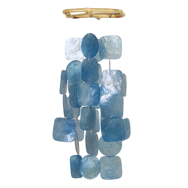 Blue Capiz Small Square Windchime