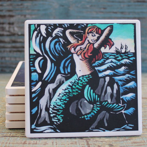 Crosshatch Mermaid Coaster