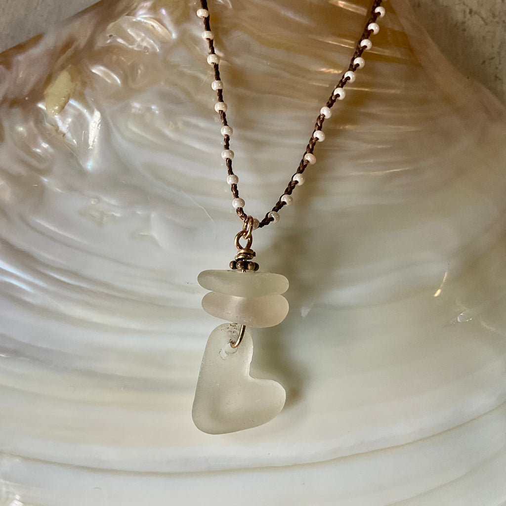 Ventura Seaglass Heart Beaded Necklace