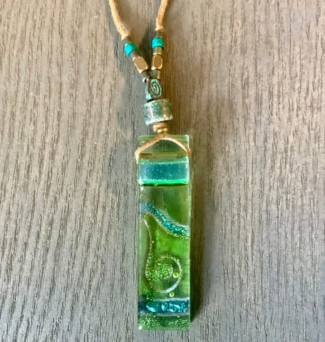 Ocean Swirl Glass Pendant Necklace