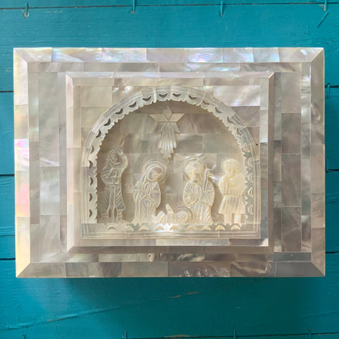 Carved MOP Nativity Box