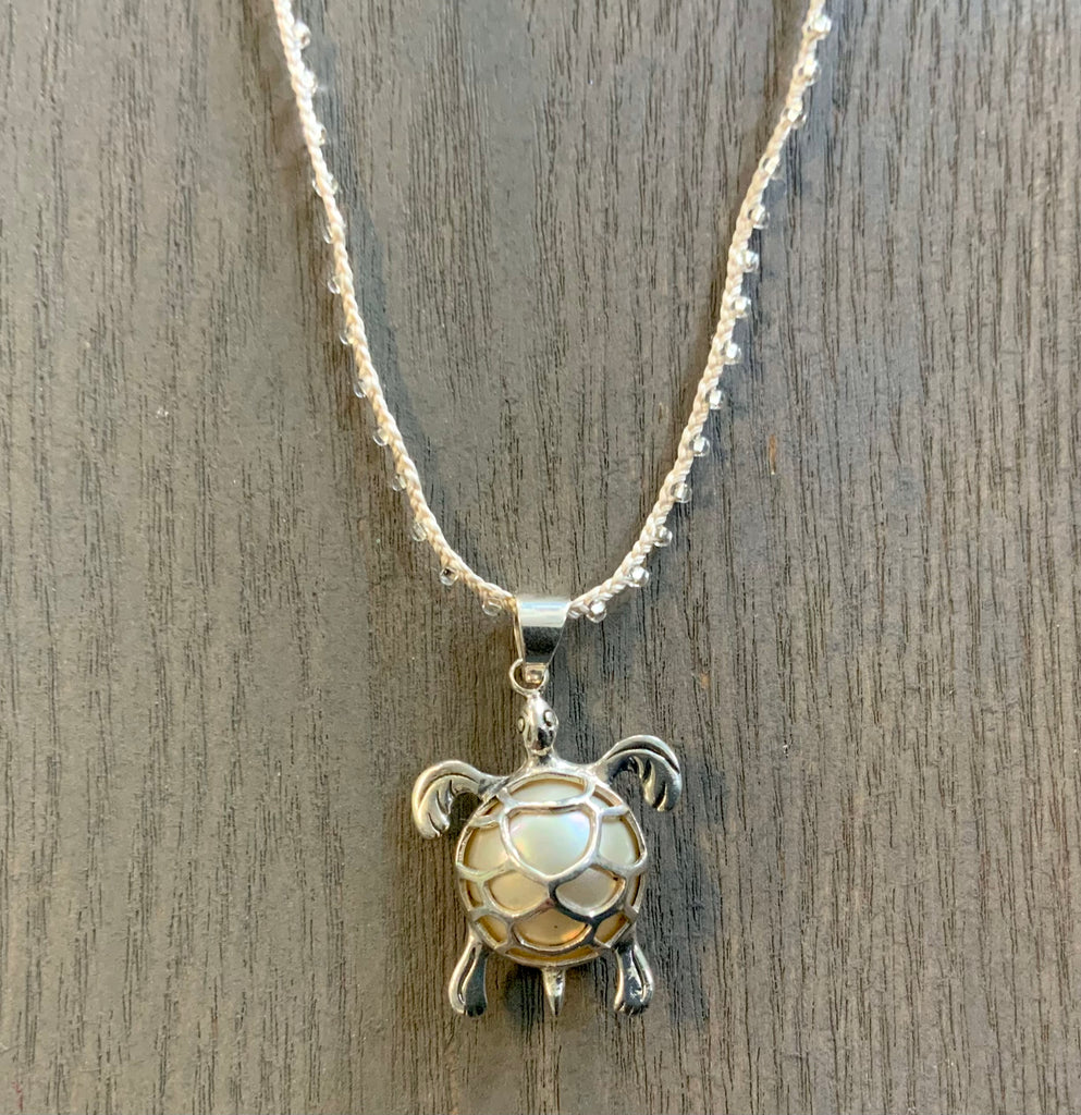 Pearl Sea Turtle Seed Bead Necklace