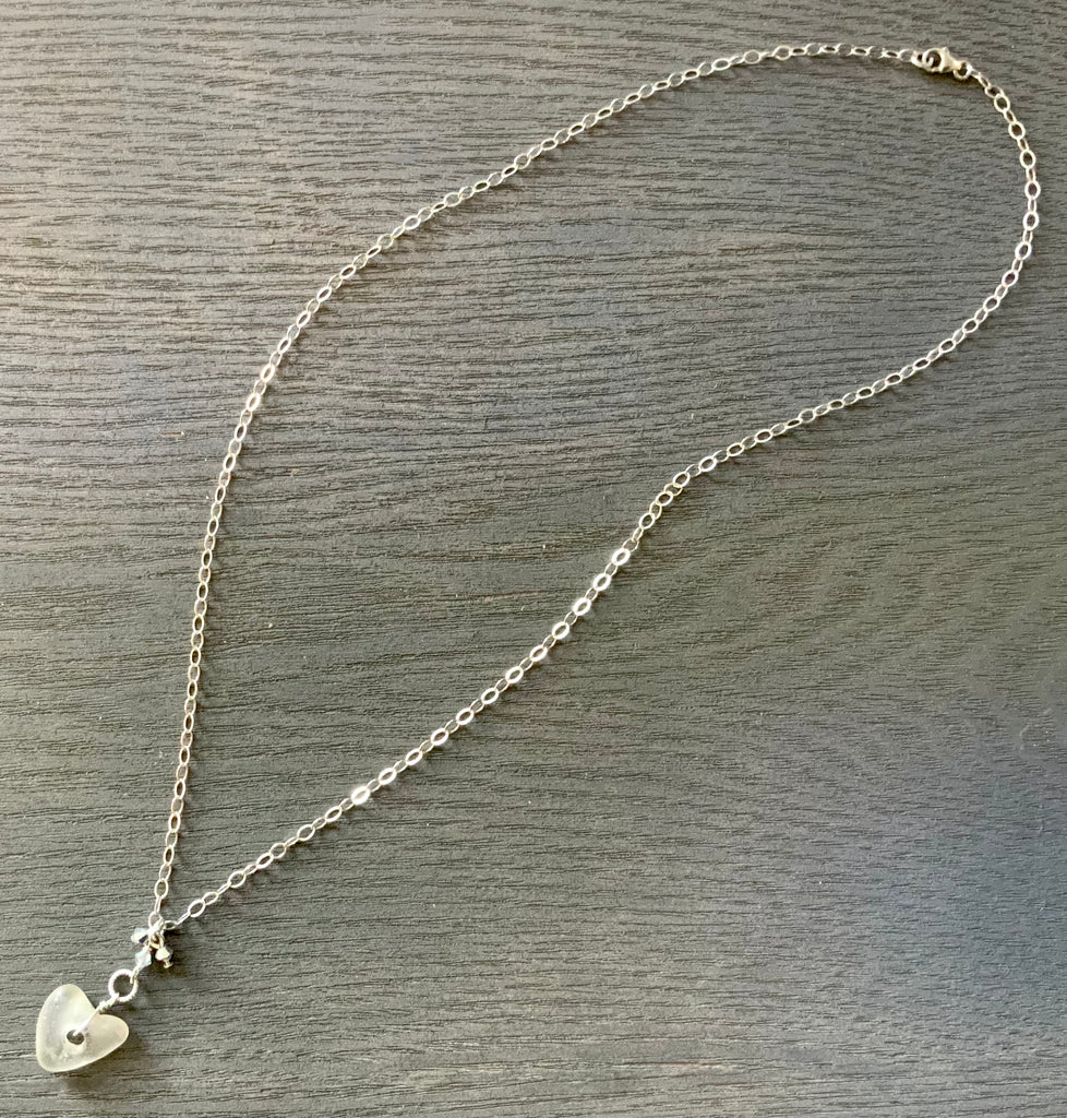 Jewel Charm Heart Seaglass Necklace
