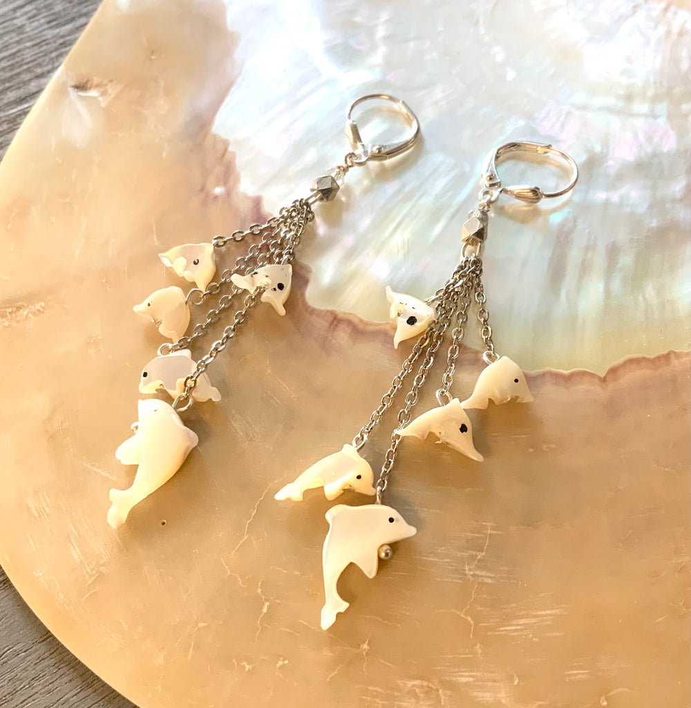 Dolphin Spray Mop Earrings