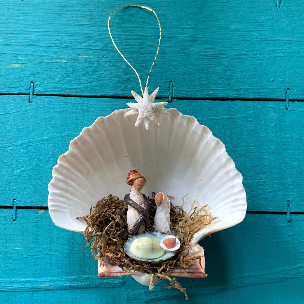 Manger Scene Shell Ornament