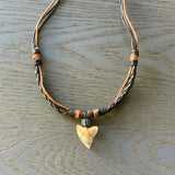 Shark Tooth Adjustable Braided Necklace