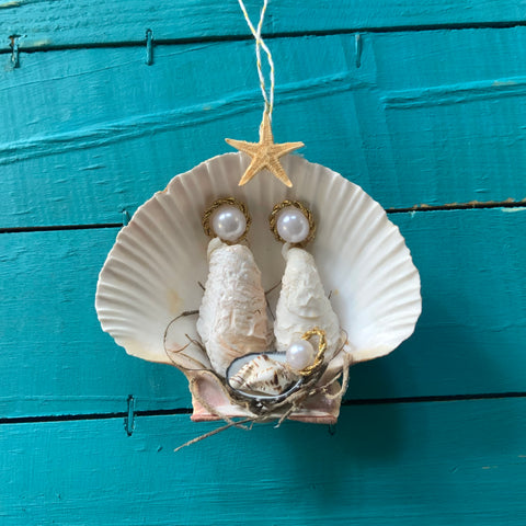 Nativity Oyster Shell Ornament