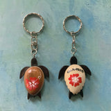Hibiscus Turtle Wood Keychain