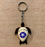 Hibiscus Turtle Wood Keychain