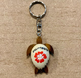 Hibiscus Turtle Wood Keychain