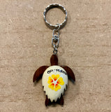 Hibiscus Turtle Wood Keychain
