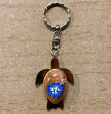 Hibiscus Turtle Wood Keychain