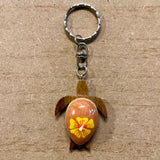 Hibiscus Turtle Wood Keychain