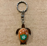 Hibiscus Turtle Wood Keychain