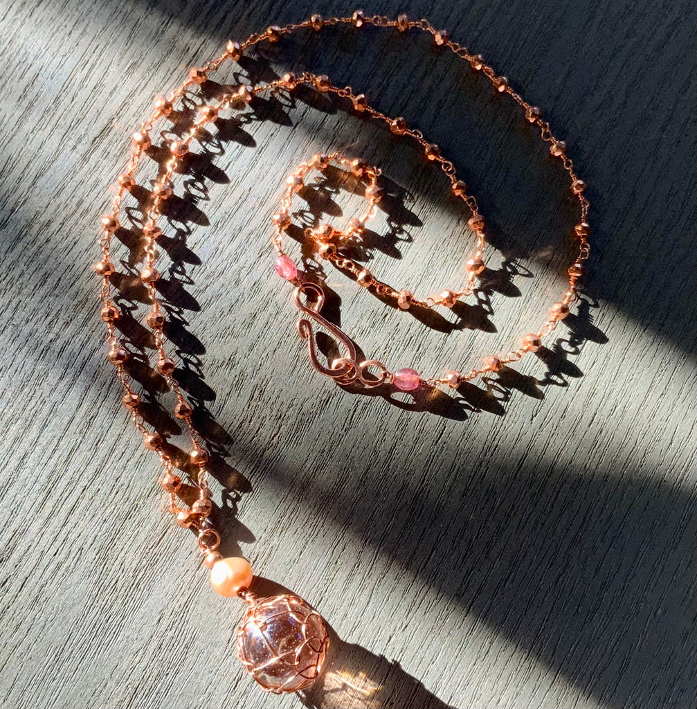 Glass Pendant Pearl Necklace