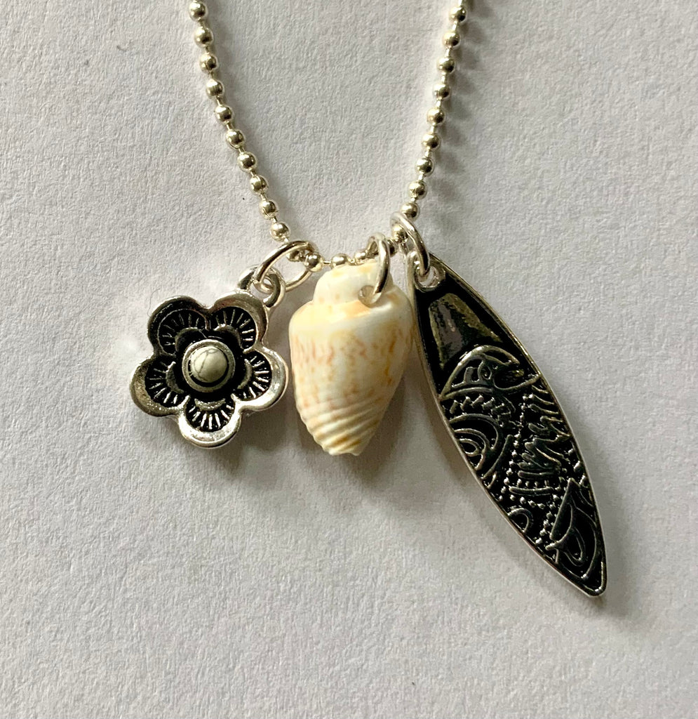 Surfboard Shell Charm Necklace