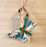 Butterfly Seashell Glass Ornament
