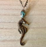 Brass Seahorse Pendant Necklace