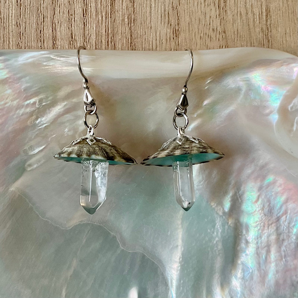 Mushroom Crystal Limpet Earrings