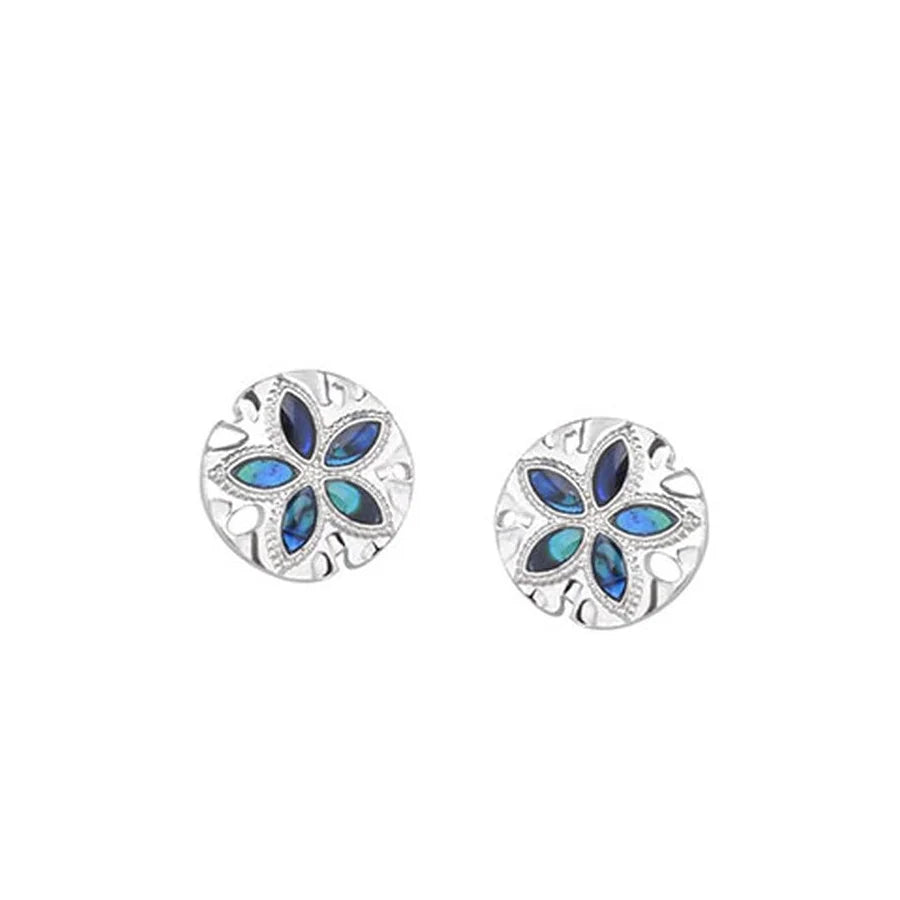 Paua Sand Dollar Stud Earrings