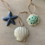 Weathered Metal Shell Ornament