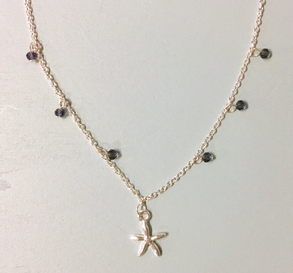 Starfish Crystal Charm Necklace