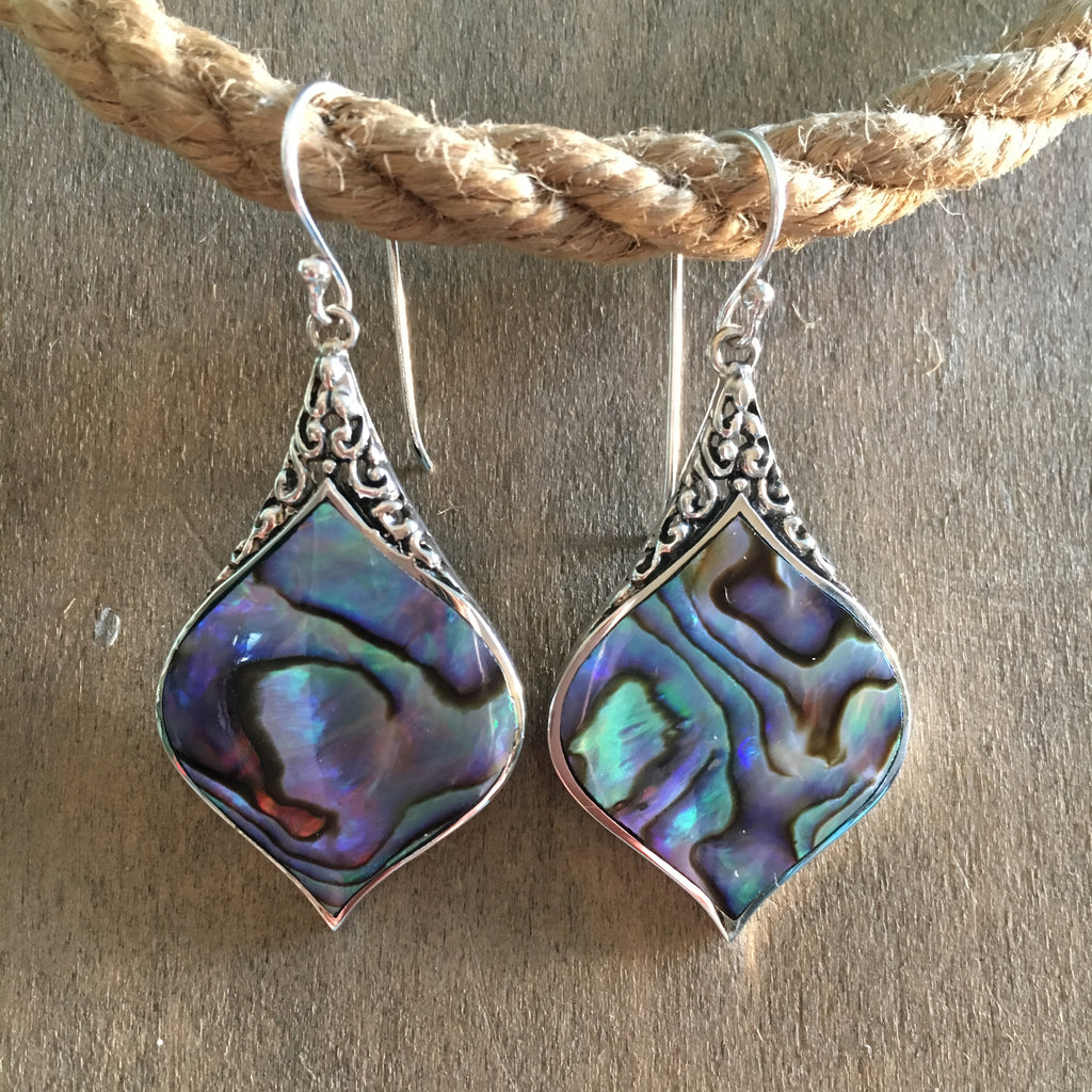 Freeform Leafy Abalone Earrings