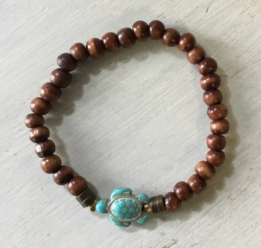 Wood Bead Howlite Stretch Bracelet