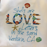 Seashell Love Letters Tea Towel