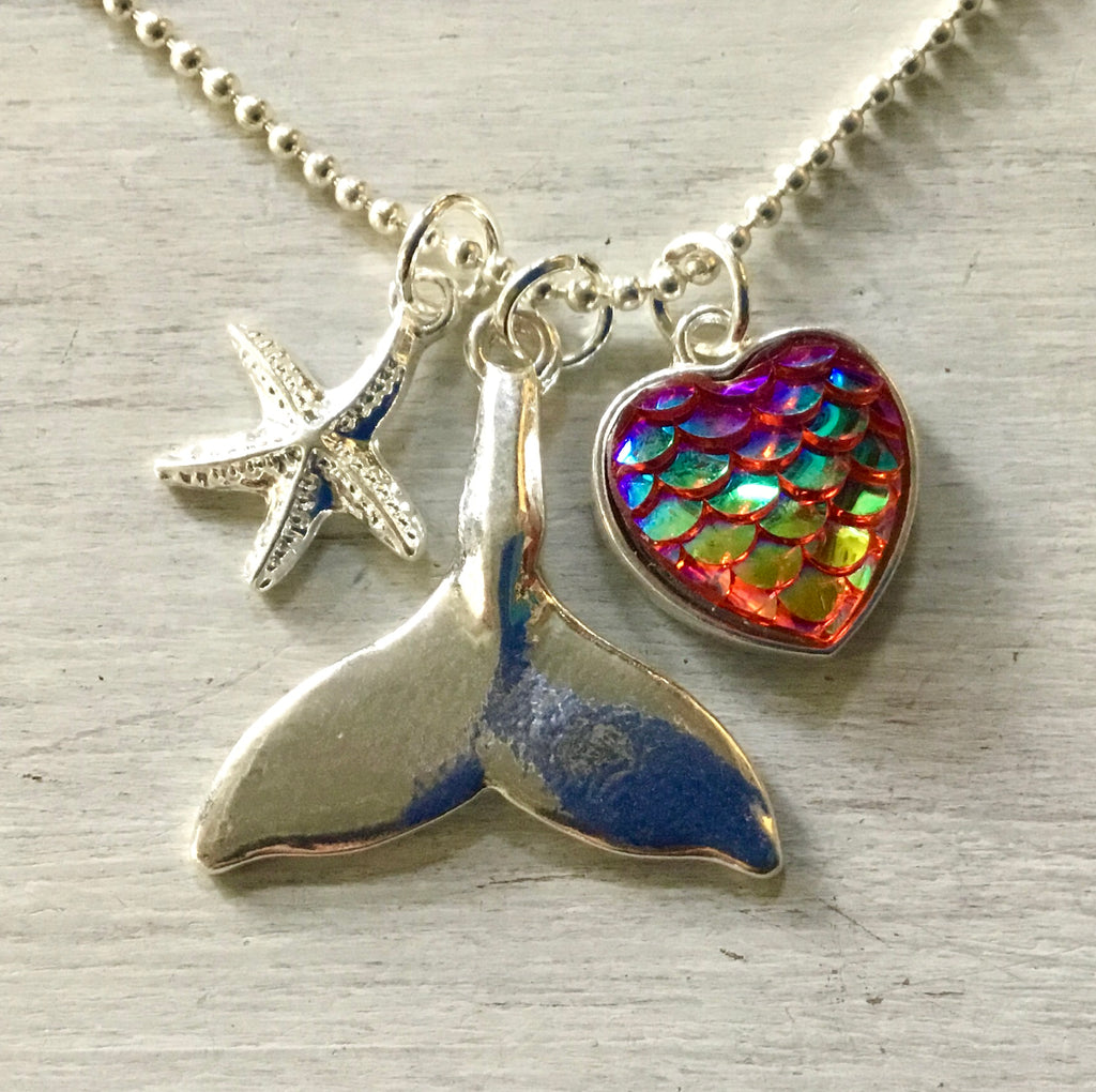 Mermaid Scales Heart & Tail Necklace