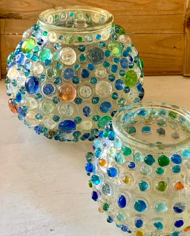 Glass Pebble Urchin Candle Holder