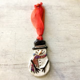 Raku Pottery Snowman Ornaments