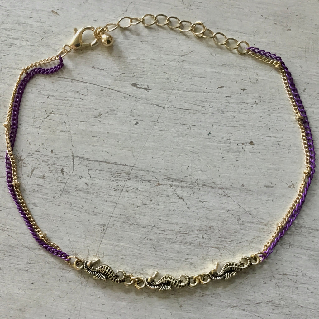 Triple Seahorse Chain Anklet