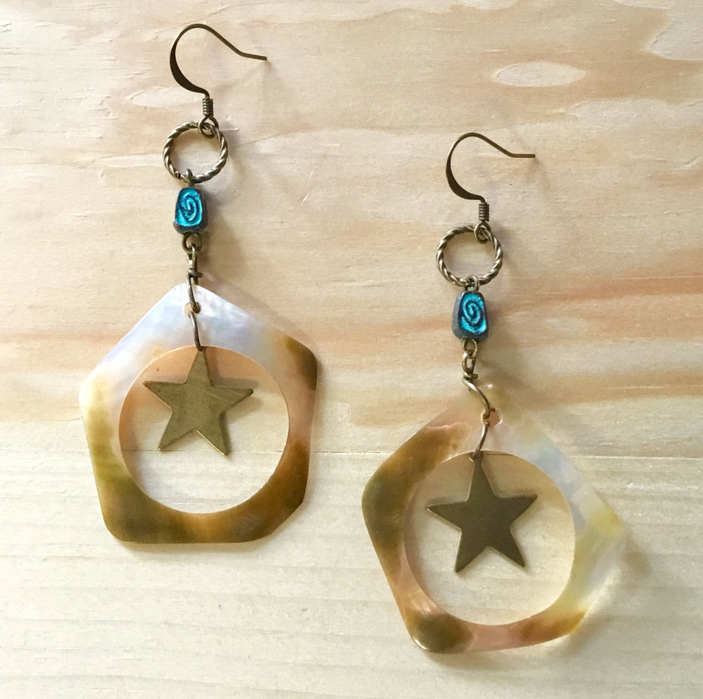 Star MOP Hoop Earrings