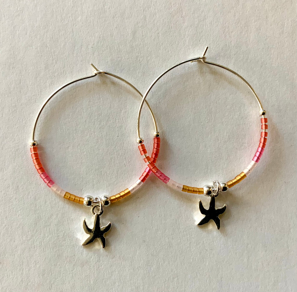 Starfish Charm Hoop Earrings