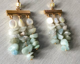 Aqua Marine MOP Waterfall Earrings