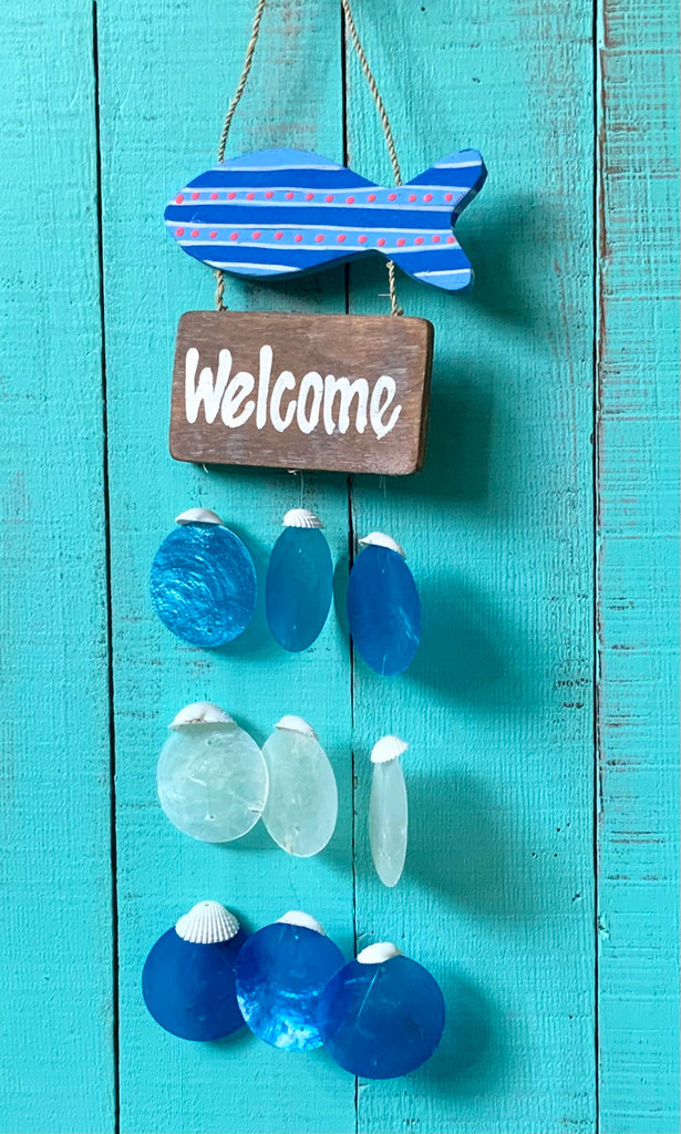 Ocean Life Welcome Capiz Windchime