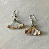 Carved Abalone Whale Tail Earrings