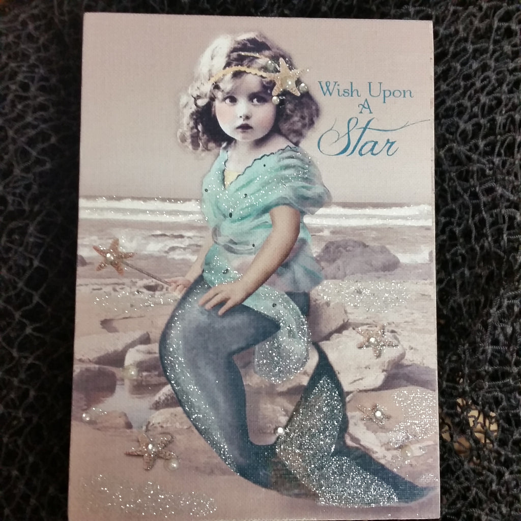 Vintage Style Mermaid Block Sign
