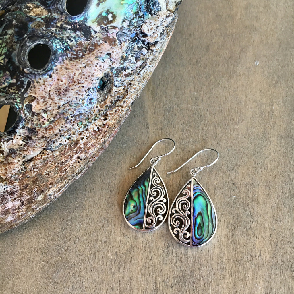 Abalone Filigree Half Drop Earrings
