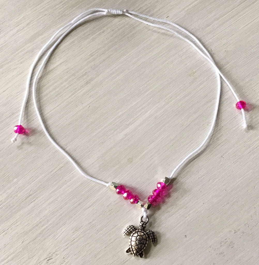Sea Turtle Crystal Cord Anklet