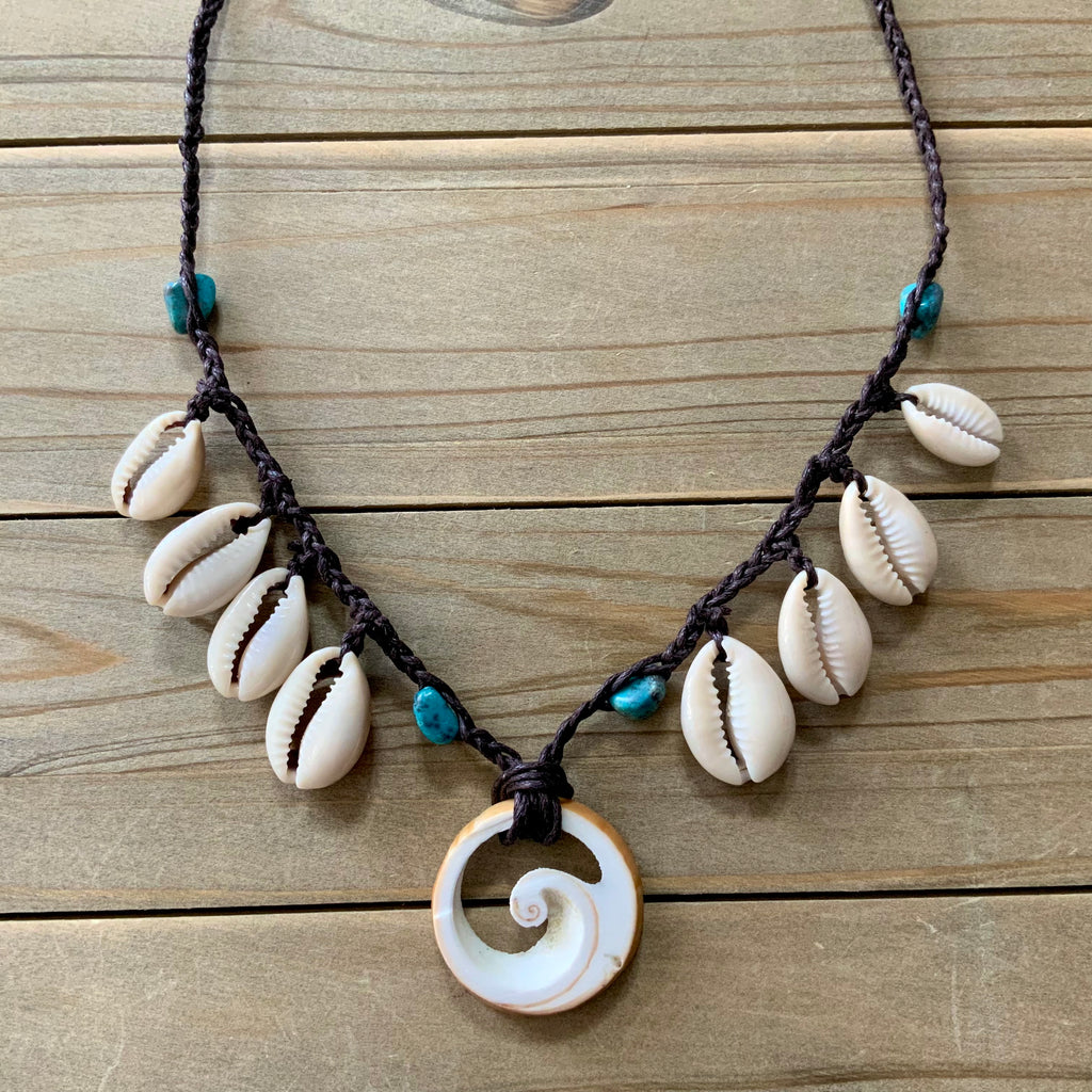 Seashell Cowrie Turquoise Necklace