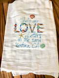 Seashell Love Letters Tea Towel