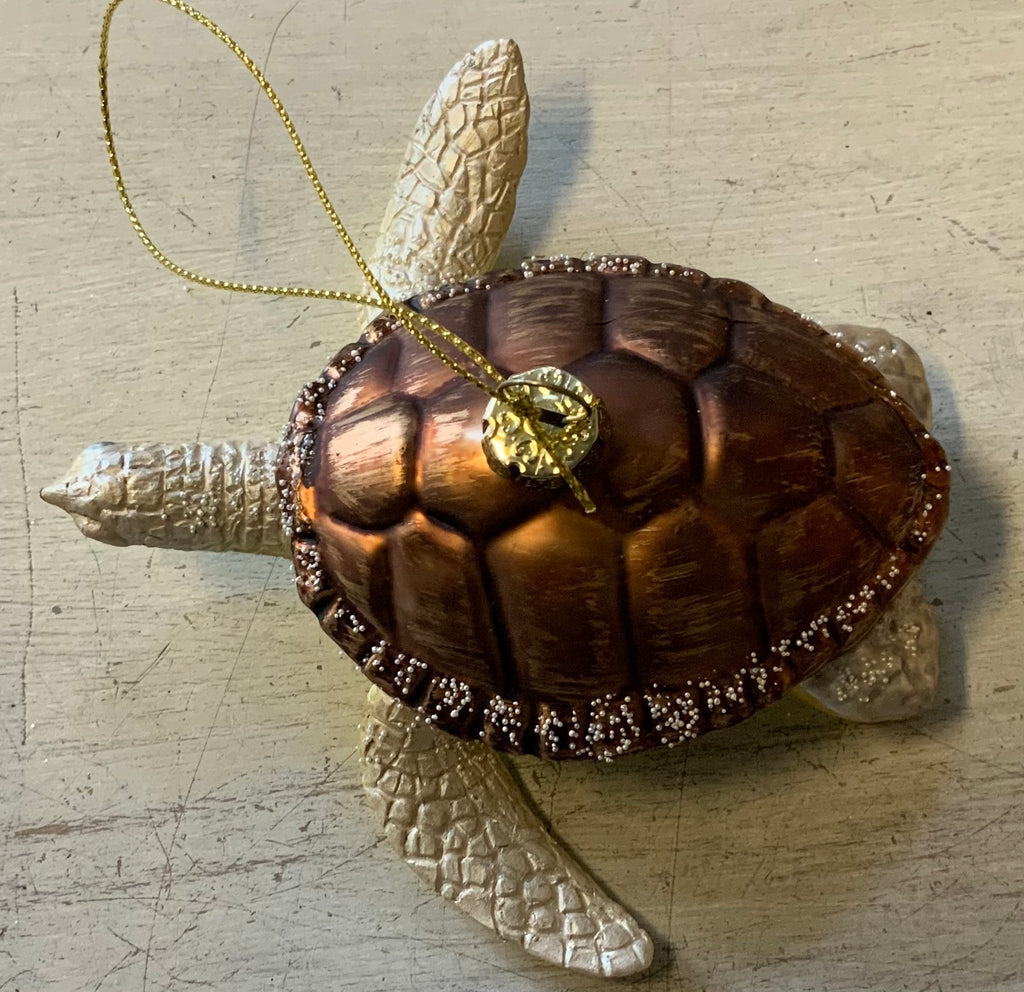 Shimmery Sea Turtle Glass Ornament