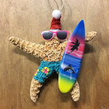 Surfer Santa Hat Starfish Ornament
