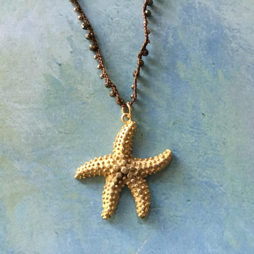 Golden Starfish Pyrite Necklace