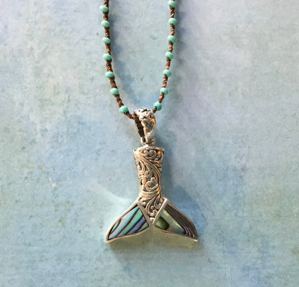 Abalone Whale Tail Beaded Necklace