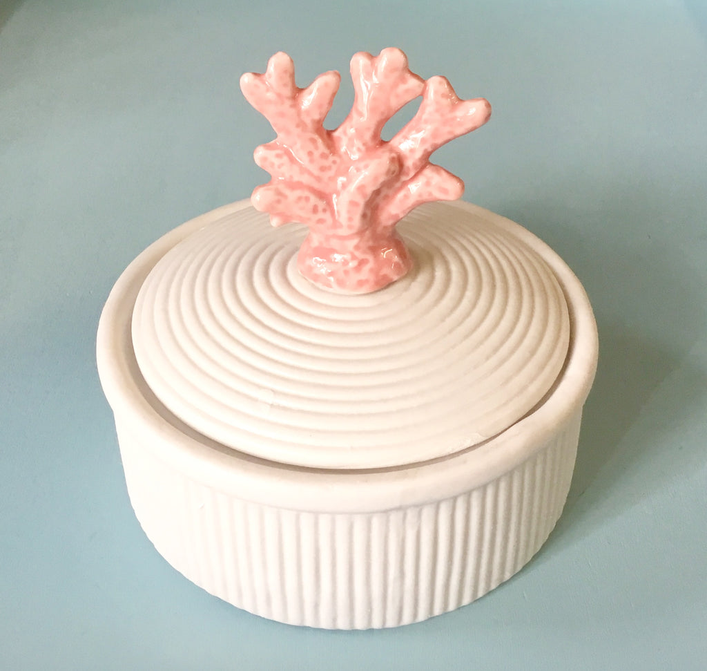Coral Top Porcelain Jar